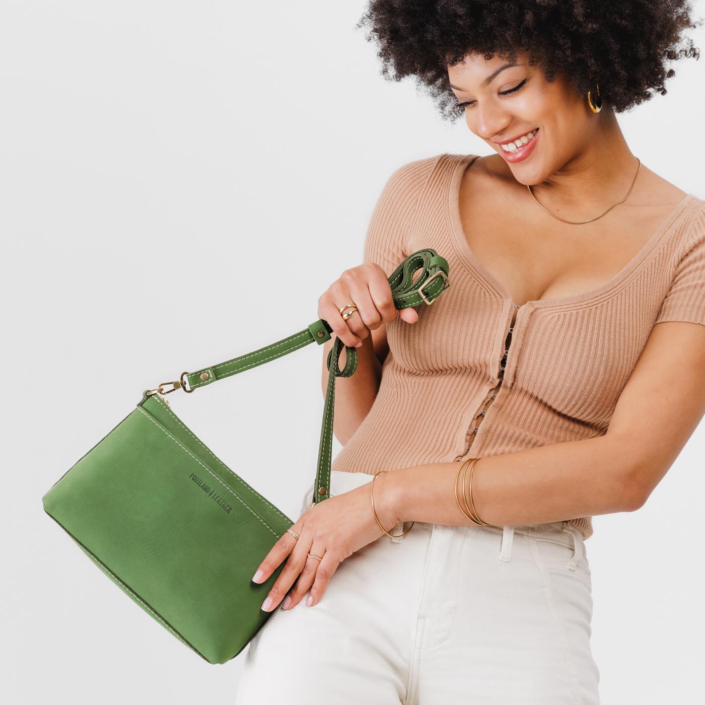  Succulent | Zip top petite crossbody bag with detachable strap