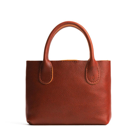 Nutmeg*Small | Petite tote purse with structured leather handles and crossbody strap