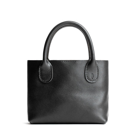 Pebbled--black*Small | Petite tote purse with structured leather handles and crossbody strap