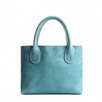  Aqua*Small | Petite tote purse with structured leather handles and crossbody strap