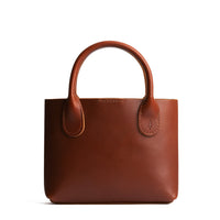 Chestnut*Small | Petite tote purse with structured leather handles and crossbody strap