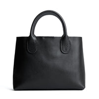 Pebbled--black  | Mid-size tote purse with  structured leather handles and crossbody strap