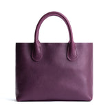 Plum Large | Mid-size tote purse with  structured leather handles and crossbody strap