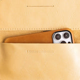 Champagne | Leather wallet inside pocket with iphone