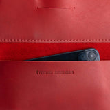 Ruby | Leather wallet inside pocket with iphone