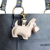 Bone | Handmade leather terrier-shaped keychain with swivel lobster clasp