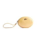 Champagne Small | Oval shaped pouch with zipper and wristlet strap