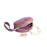 Kyoto Small | Oval shaped pouch with zipper and wristlet strap