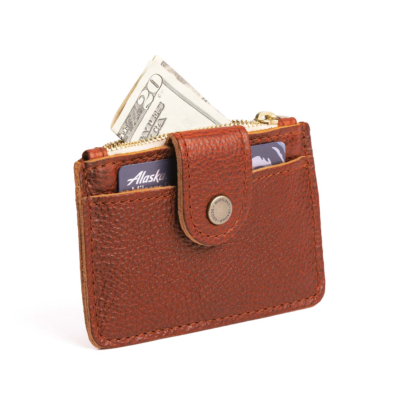 Nutmeg | Compact wallet with snap closure and zippered pouch