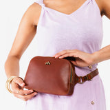 Chestnut | Model wearing sling bag on waist