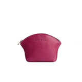 Cosmo Large | Seashell shaped leather makeup bag with curved top zipper and flat bottom