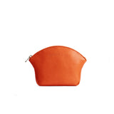 Koi Large | Seashell shaped leather makeup bag with curved top zipper and flat bottom