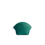 Bacalar Small | Seashell shaped leather makeup bag with curved top zipper and flat bottom