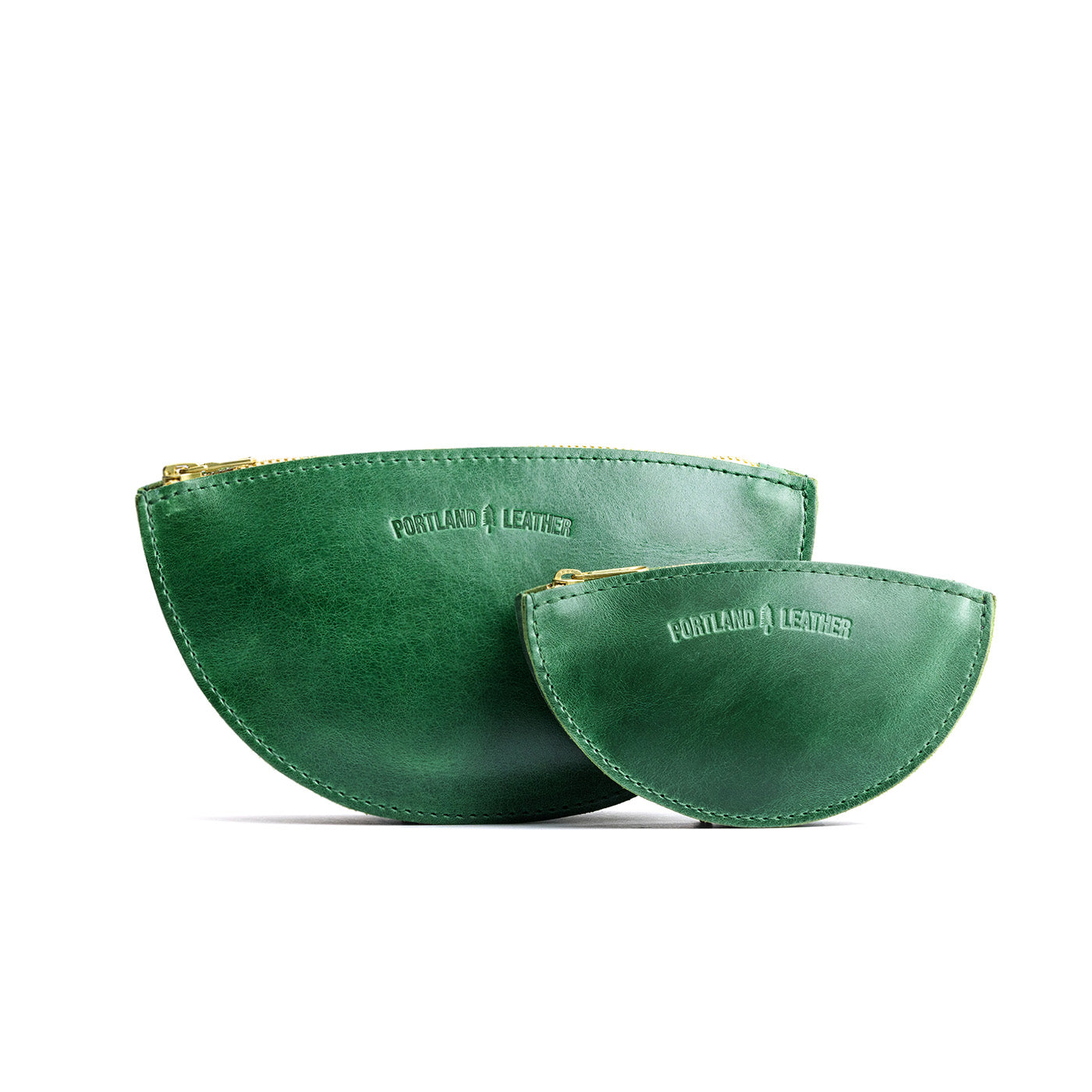 Cowboy Mint | Half circle shaped leather zip pouch