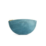 Aqua Large | Half circle shaped leather zip pouch