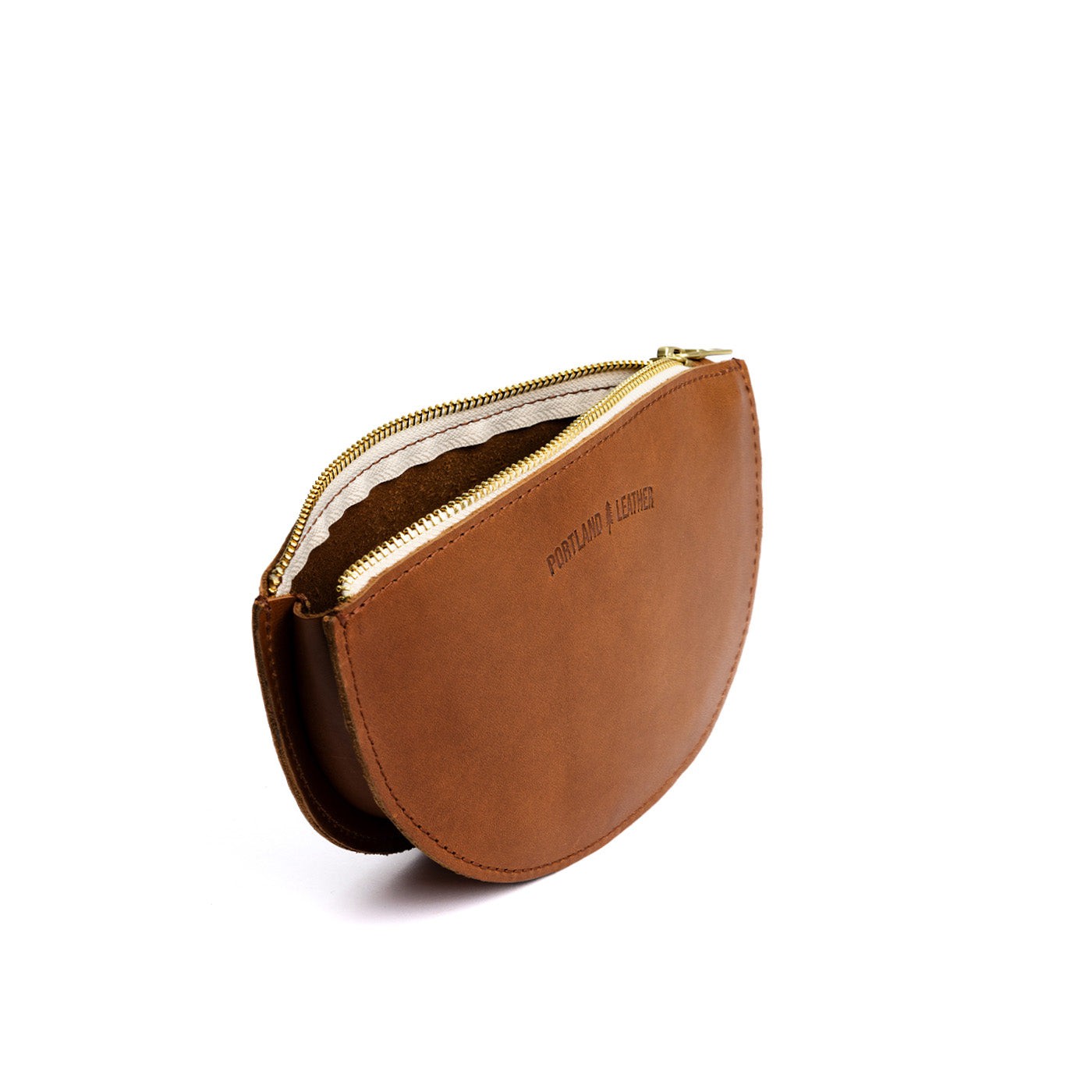 Biscotti*Large | Half circle shaped leather zip pouch