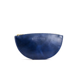 Cowboy Blue Large | Half circle shaped leather zip pouch