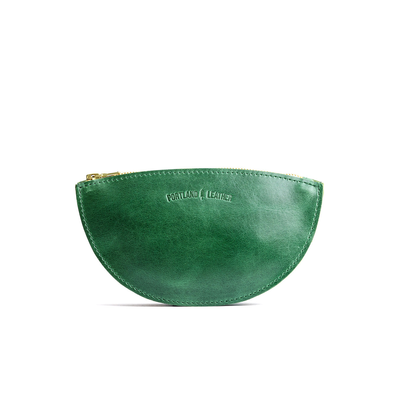 Cowboy Mint*Large | Half circle shaped leather zip pouch