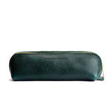 Forest Green | Leather pouch with curved seams and top zipper