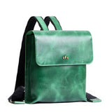 Cowboy Mint | Rectangular backpack with leather lined nylon straps and magnetic flap closure