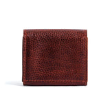 Cinnamon Bear | Backside of compact leather wallet with snap closure