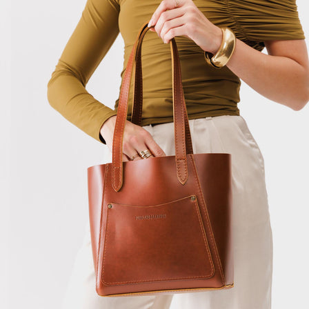 Madrone*Small | Slim tote bag with dual shoulder straps and interior and exterior pockets