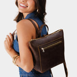 Coldbrew Small | Small square slim leather tote backpack