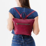 Orchid Small | Small square slim leather tote backpack