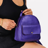 Amethyst | Small zip backpack with snap front pocket