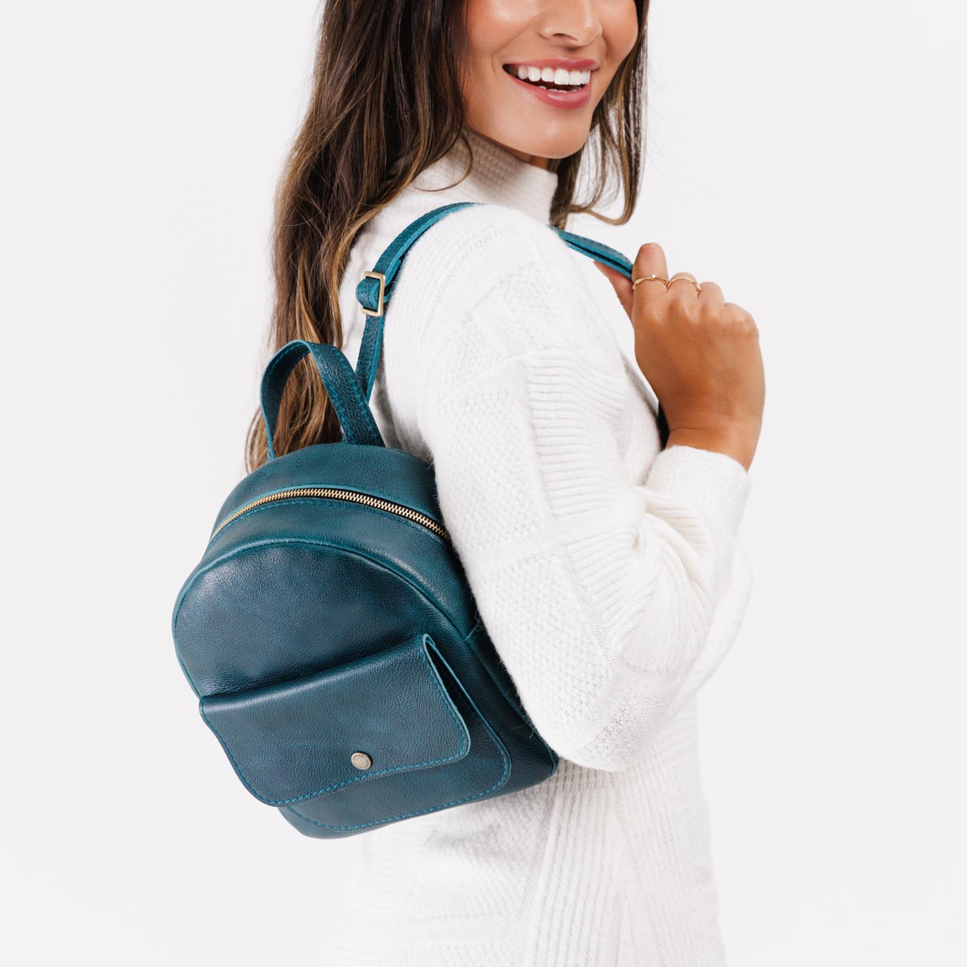 Lagoon | Small zip backpack with snap front pocket