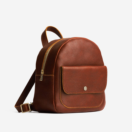 Nutmeg | Small zip backpack with snap front pocket