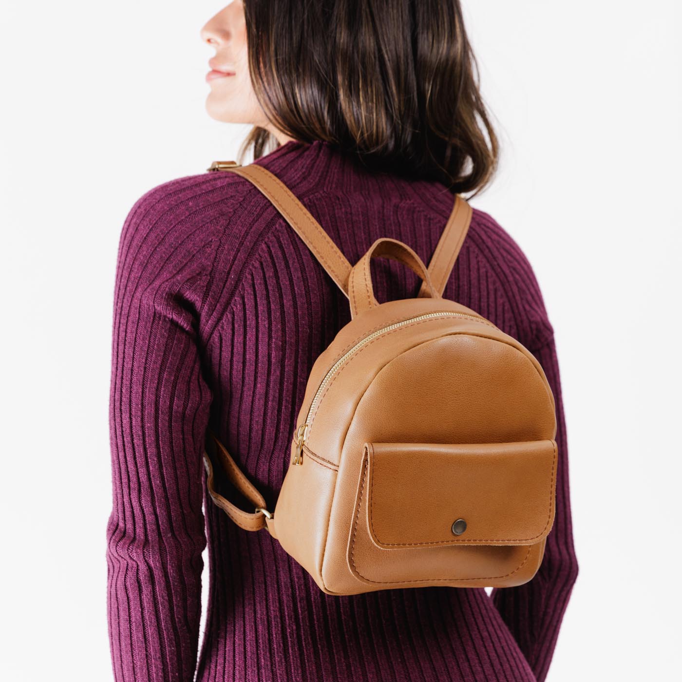 Shortbread | Small zip backpack with snap front pocket