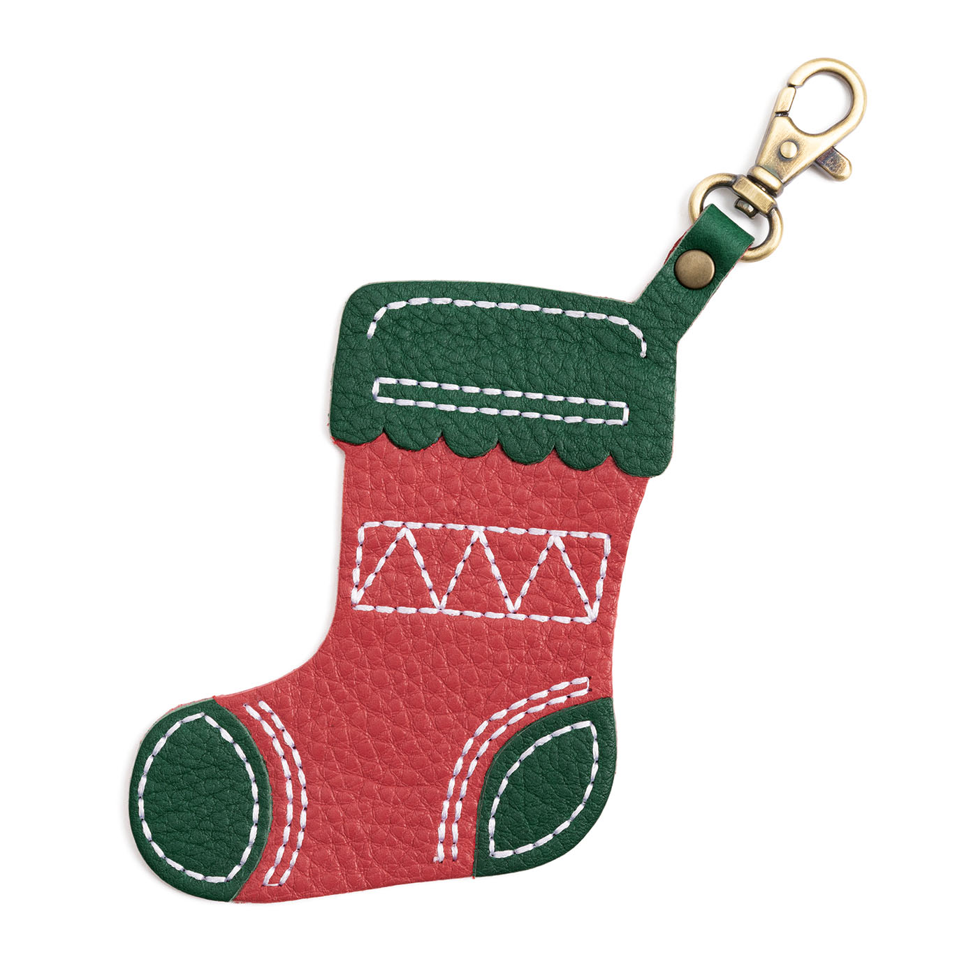 Sugar | Stocking shaped leather keychain with swivel clasp