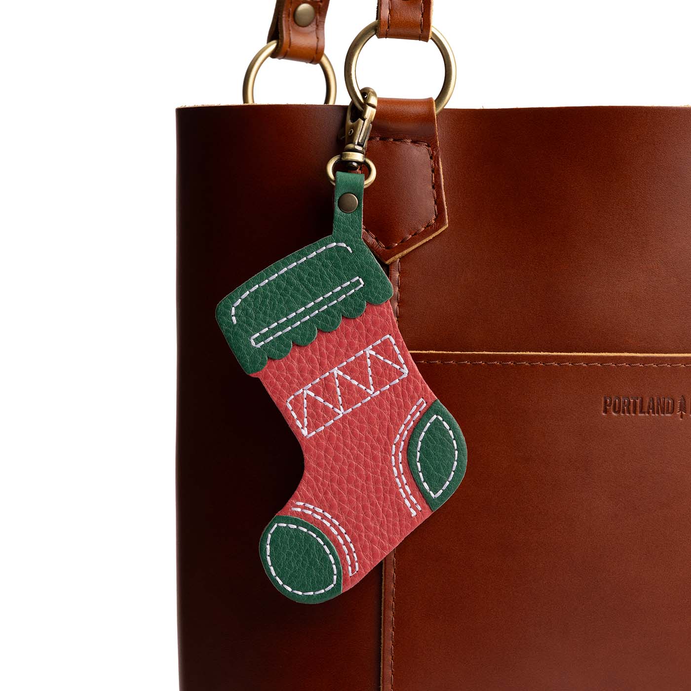 Sugar | Stocking shaped leather keychain with swivel clasp