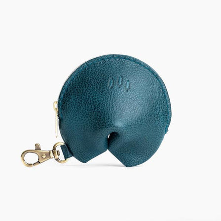 Lagoon | Leather fortune cookie shaped keychain pouch