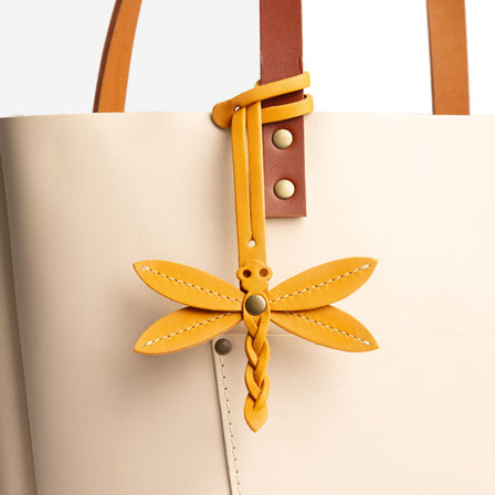 Sunflower | Dragonfly shaped leather charm tassel