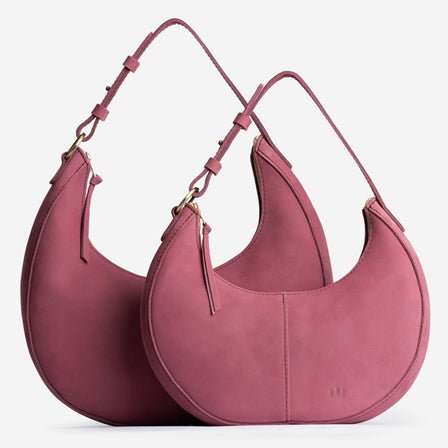 Foxglove*Classic | Crescent shaped shoulder bag with zipper closure and adjustable strap