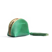 All Color: Cowboy Mint | Small leather zippered pouch with tassel