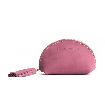 All Color: Foxglove | Small leather zippered pouch with tassel