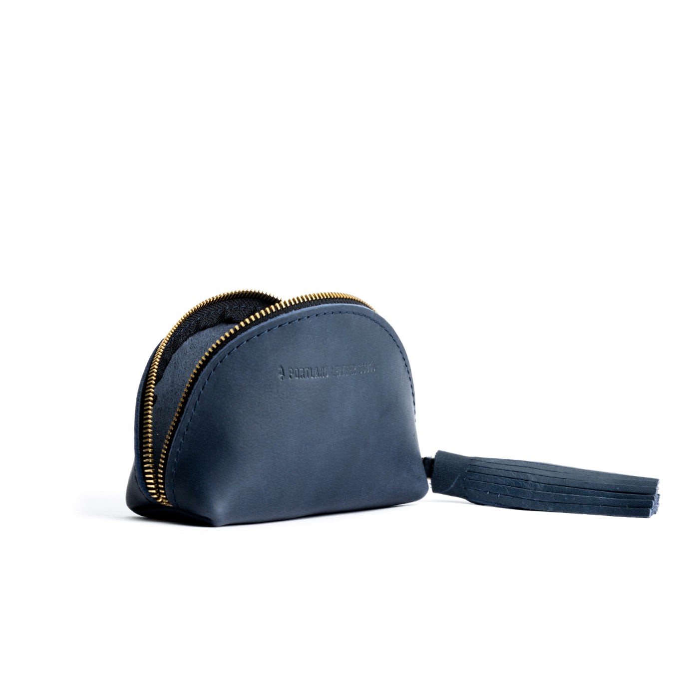 Midnight | Small leather zippered pouch with tassel