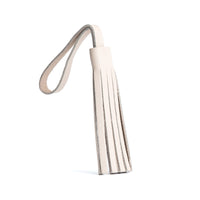 All Color: Bone | Fringed leather tassel with leather loop