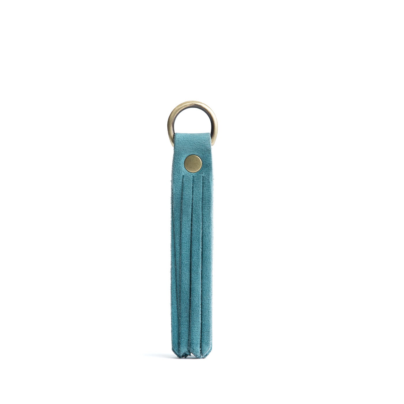 Aqua*Large | slim leather tassel with brass ring