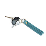 Aqua Large | slim leather tassel with brass ring