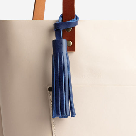 Cowboy Blue | Fringed leather tassel with leather loop