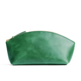 Cowboy Mint Total Eclipse | Spacious leather makeup bag with curved seams and top zipper