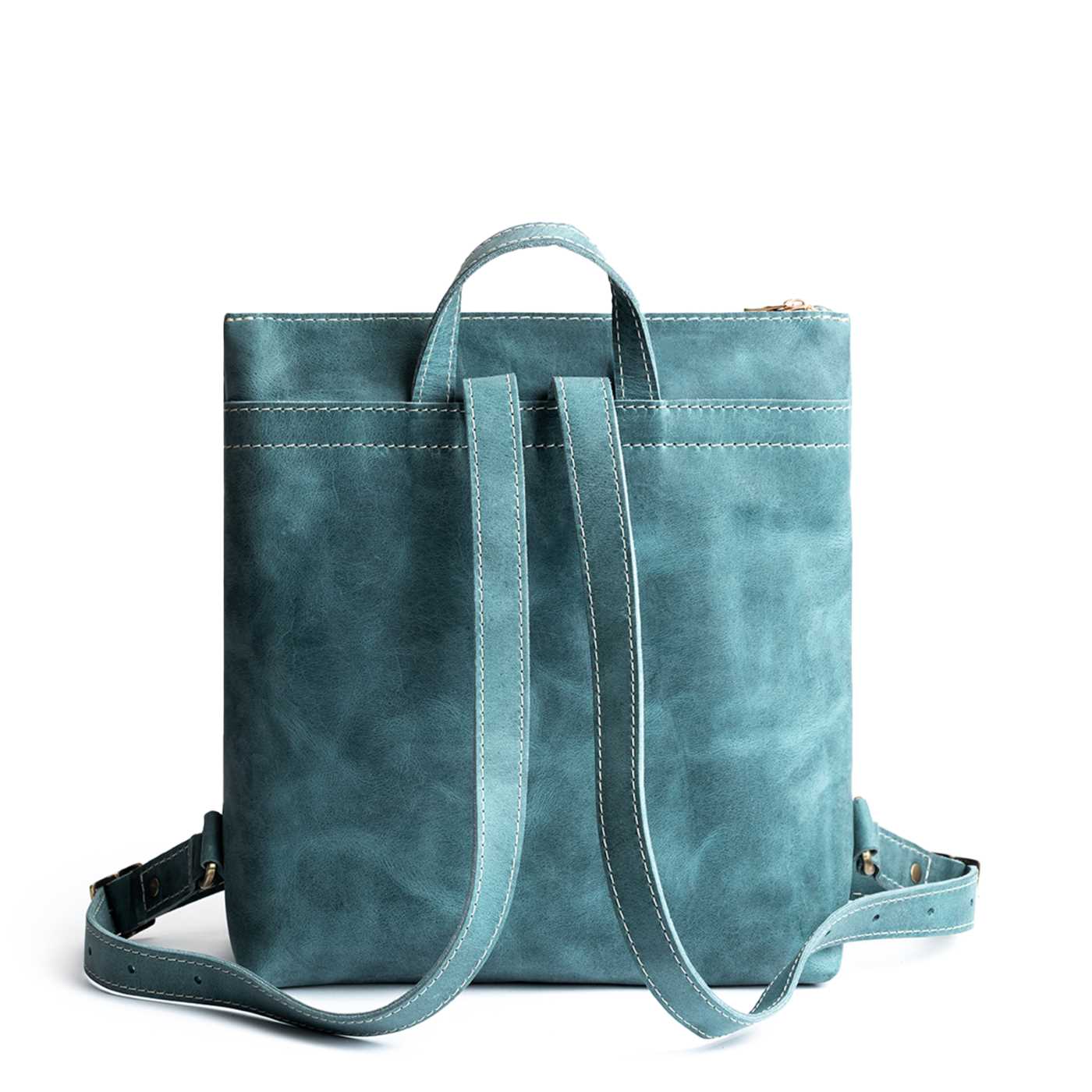 All Color: Aqua | Square slim leather tote backpack