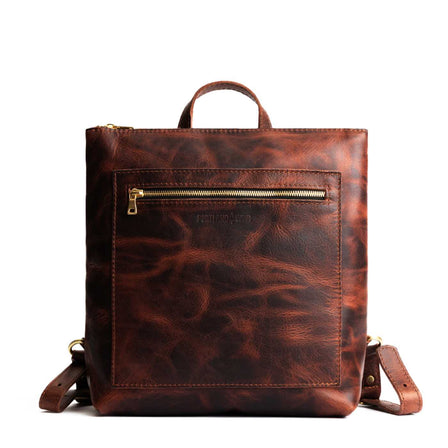 All Color: Lava | Square slim leather tote backpack