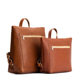 Honey | Side by side comparison of both sizes of Tote Backpack