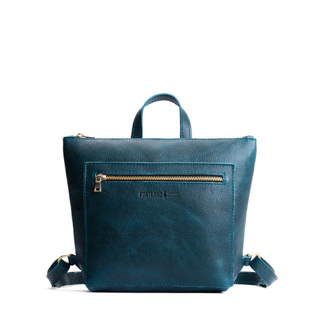 Lagoon*Small | Small square slim leather tote backpack