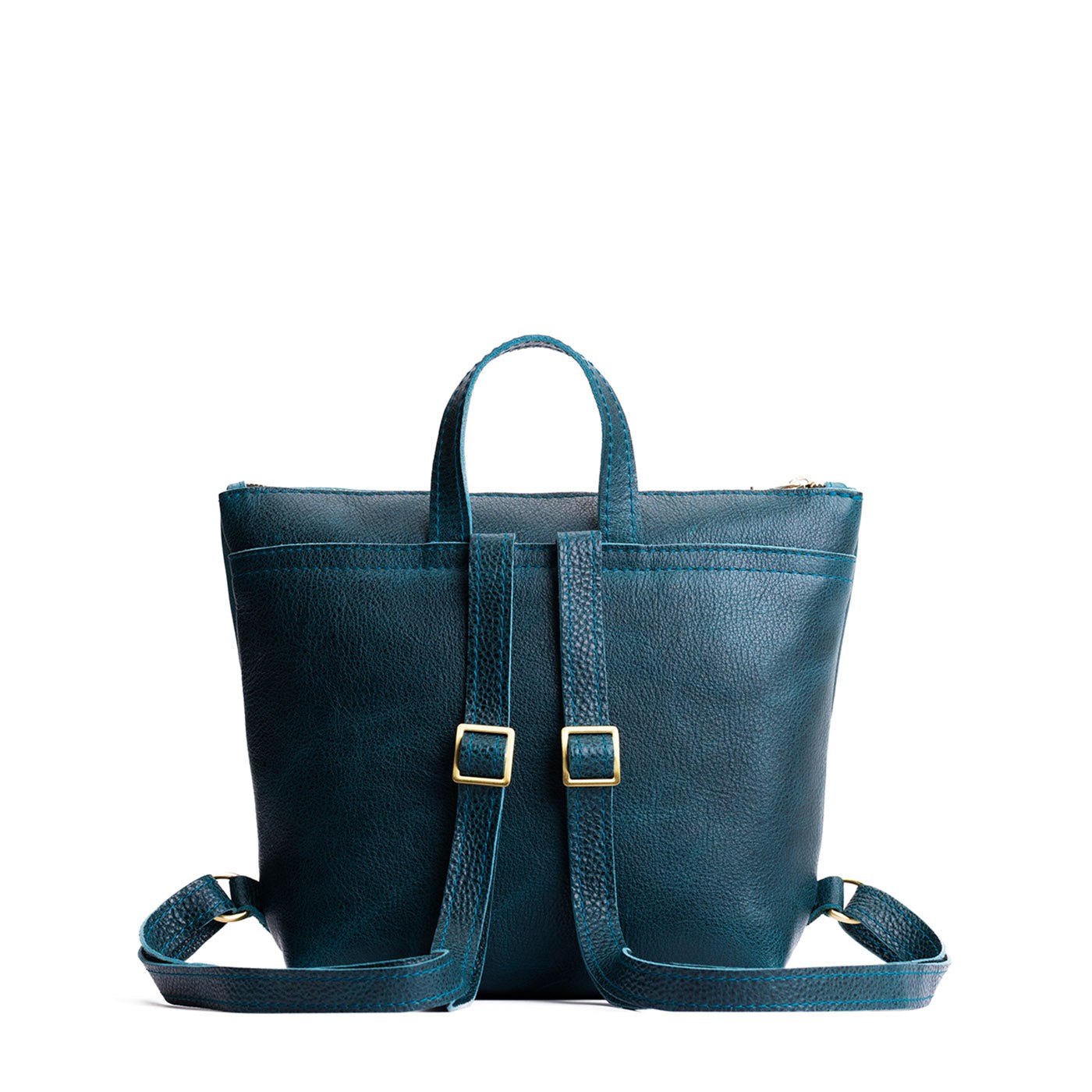 Lagoon*Small | Small square slim leather tote backpack